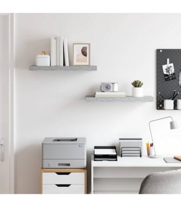 vidaXL Floating Wall Shelves 2 pcs Concrete Grey 60x23,5x3,8 cm MDF