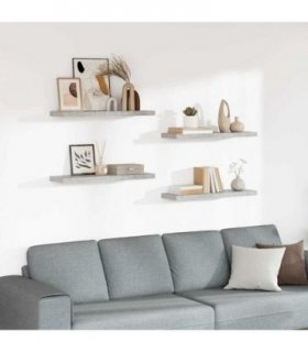 vidaXL Floating Wall Shelves 4 pcs Concrete Grey 80x23,5x3,8 cm MDF