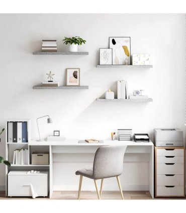 vidaXL Floating Wall Shelves 4 pcs Concrete Grey 80x23,5x3,8 cm MDF