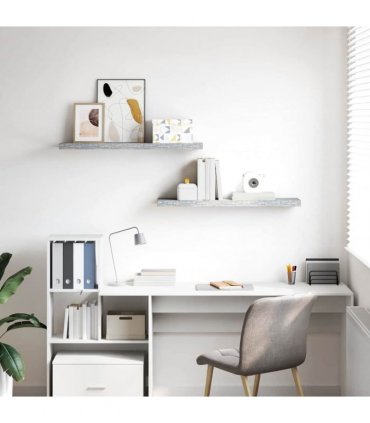 vidaXL Floating Wall Shelves 2 pcs Concrete Grey 90x23,5x3,8 cm MDF