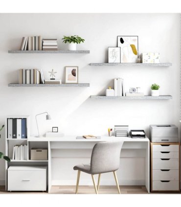 vidaXL Floating Wall Shelves 4 pcs Concrete Grey 120x23,5x3,8 cm MDF