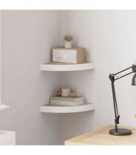 vidaXL Wall Corner Shelves 2 pcs Oak and White 25x25x3,8 cm MDF