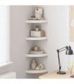 vidaXL Wall Corner Shelves 4 pcs Oak and White 25x25x3,8 cm MDF