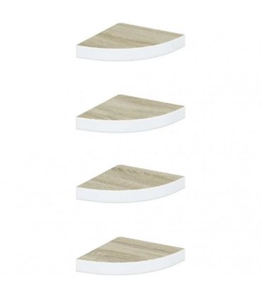 vidaXL Wall Corner Shelves 4 pcs Oak and White 25x25x3,8 cm MDF