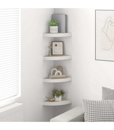 vidaXL Wall Corner Shelves 4 pcs Oak and White 25x25x3,8 cm MDF