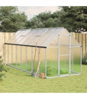 vidaXL Greenhouse with Base Frame Silver 445x169x195 cm Aluminium
