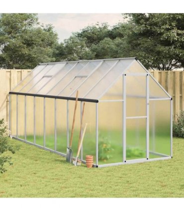 vidaXL Greenhouse with Base Frame Silver 445x169x195 cm Aluminium