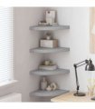 vidaXL Wall Corner Shelves 4 pcs Concrete Grey 35x35x3,8 cm MDF