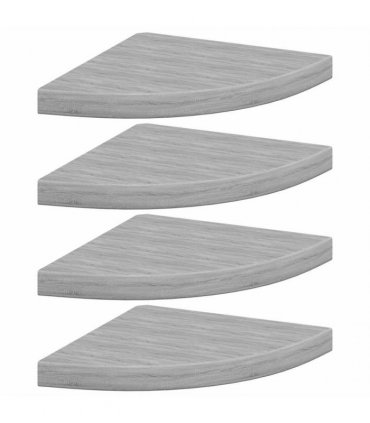 vidaXL Wall Corner Shelves 4 pcs Concrete Grey 35x35x3,8 cm MDF