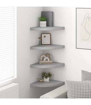 vidaXL Wall Corner Shelves 4 pcs Concrete Grey 35x35x3,8 cm MDF