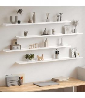 vidaXL Wall Shelves 4 pcs High Gloss White 115x9x3 cm