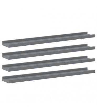 vidaXL Wall Shelves 4 pcs Grey 80x9x3 cm