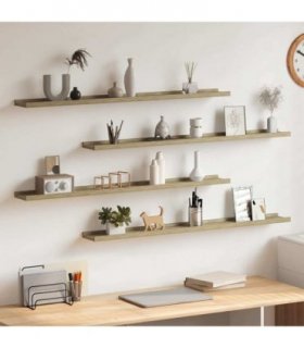 vidaXL Wall Shelves 4 pcs Sonoma Oak 100x9x3 cm