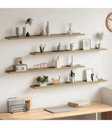 vidaXL Wall Shelves 4 pcs Sonoma Oak 100x9x3 cm