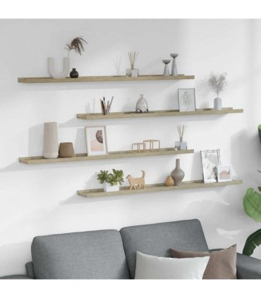 vidaXL Wall Shelves 4 pcs Sonoma Oak 100x9x3 cm
