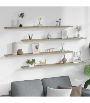 vidaXL Wall Shelves 4 pcs Sonoma Oak 115x9x3 cm