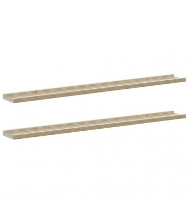 vidaXL Wall Shelves 2 pcs White and Sonoma Oak 100x9x3 cm