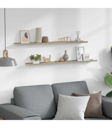 vidaXL Wall Shelves 2 pcs White and Sonoma Oak 100x9x3 cm