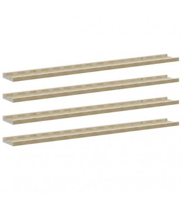 vidaXL Wall Shelves 4 pcs White and Sonoma Oak 100x9x3 cm