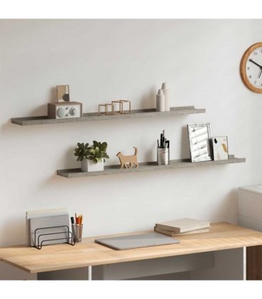 vidaXL Wall Shelves 2 pcs Concrete Grey 100x9x3 cm