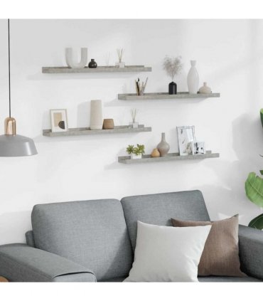 vidaXL Wall Shelves 4 pcs Concrete Grey 60x9x3 cm