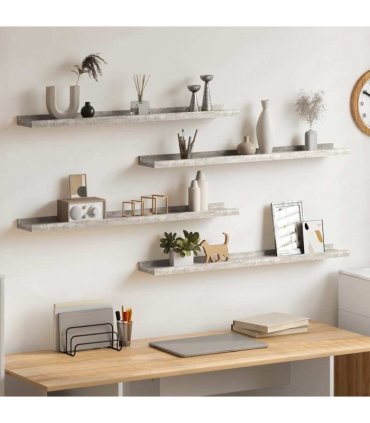 vidaXL Wall Shelves 4 pcs Concrete Grey 80x9x3 cm