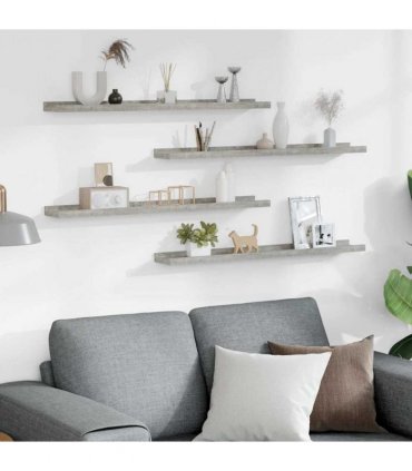 vidaXL Wall Shelves 4 pcs Concrete Grey 80x9x3 cm