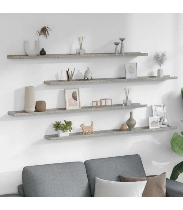 vidaXL Wall Shelves 4 pcs Concrete Grey 115x9x3 cm