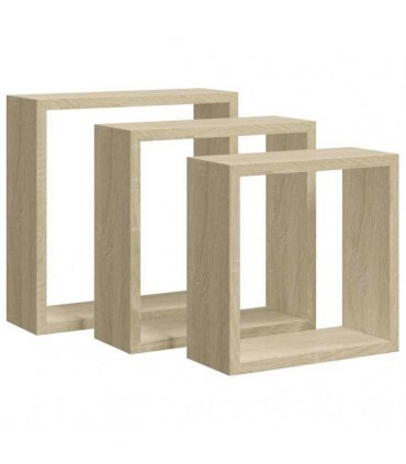 vidaXL Wall Cube Shelves 3 pcs Sonoma Oak