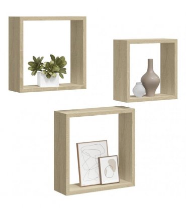 vidaXL Wall Cube Shelves 3 pcs Sonoma Oak