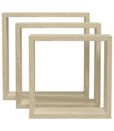 vidaXL Wall Cube Shelves 3 pcs Sonoma Oak