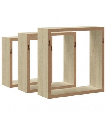 vidaXL Wall Cube Shelves 3 pcs Sonoma Oak