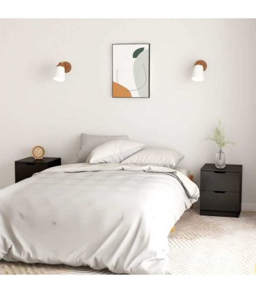 vidaXL Bedside Cabinets 2 pcs Black 40x40x50 cm Engineered Wood