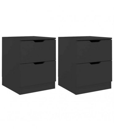 vidaXL Bedside Cabinets 2 pcs Black 40x40x50 cm Engineered Wood
