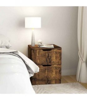 vidaXL Bedside Cabinet Smoked Oak 40x40x50 cm Engineered Wood