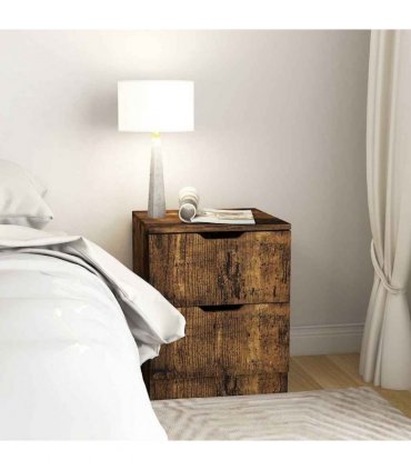vidaXL Bedside Cabinet Smoked Oak 40x40x50 cm Engineered Wood