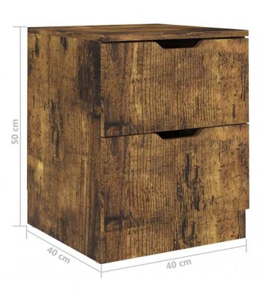 vidaXL Bedside Cabinet Smoked Oak 40x40x50 cm Engineered Wood