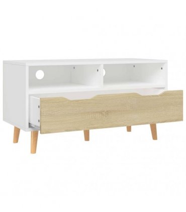 vidaXL TV Cabinet White and Sonoma Oak 90x40x48,5 cm Engineered Wood