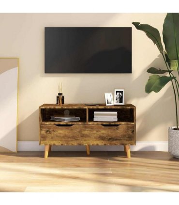 vidaXL TV Cabinet Smoked Oak 90x40x48,5 cm Engineered Wood