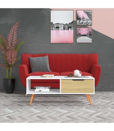 vidaXL Coffee Table White and Sonoma Oak 100x49.5x43cm Engineered Wood