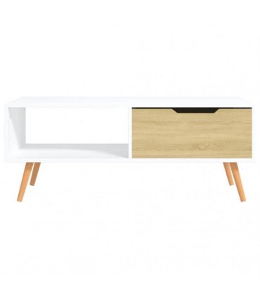 vidaXL Coffee Table White and Sonoma Oak 100x49.5x43cm Engineered Wood