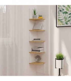 vidaXL Wall Corner Shelf White&Sonoma Oak 19x19x123 cm Engineered Wood
