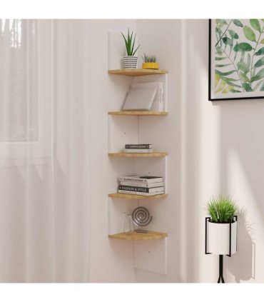 vidaXL Wall Corner Shelf White&Sonoma Oak 19x19x123 cm Engineered Wood