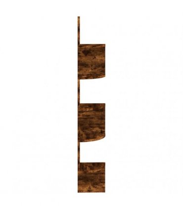 vidaXL Wall Corner Shelf Smoked Oak 19x19x123 cm Engineered Wood