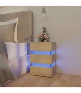 vidaXL LED Bedside Cabinet Sonoma Oak 45x35x67 cm Engineered Wood