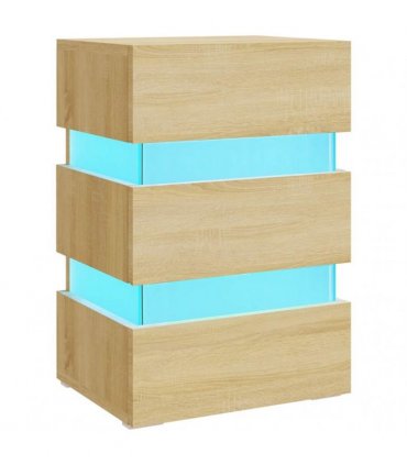 vidaXL LED Bedside Cabinet Sonoma Oak 45x35x67 cm Engineered Wood