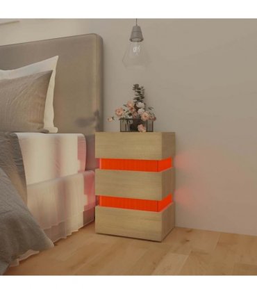 vidaXL LED Bedside Cabinet Sonoma Oak 45x35x67 cm Engineered Wood