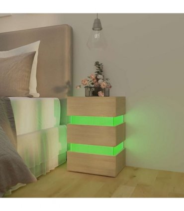 vidaXL LED Bedside Cabinet Sonoma Oak 45x35x67 cm Engineered Wood