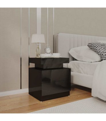 vidaXL Bedside Cabinet High Gloss Black 45x35x52 cm Engineered Wood