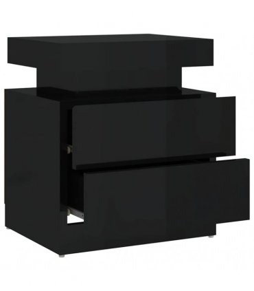 vidaXL Bedside Cabinet High Gloss Black 45x35x52 cm Engineered Wood